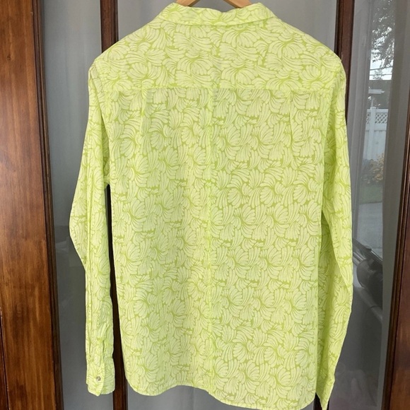 Fresh Produce Green Size M Floral Button Up Long Sleeve Shirt Cotton Made in USA - Picture 5 of 7